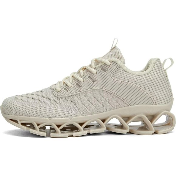 Women's Z75 Beige Slip-On Walking Running Shoes Blade Sneakers Non-Slip Comfort - Picture 2 of 7